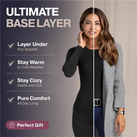 Women's Fleece-Lined Thermal Underwear Base Layer Pajama Set - Picture 4 of 6